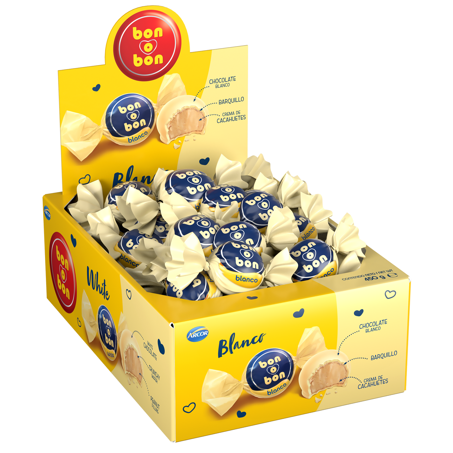 BONBON "BON O BON" BLANCO CAJA X 18 UNIDADES