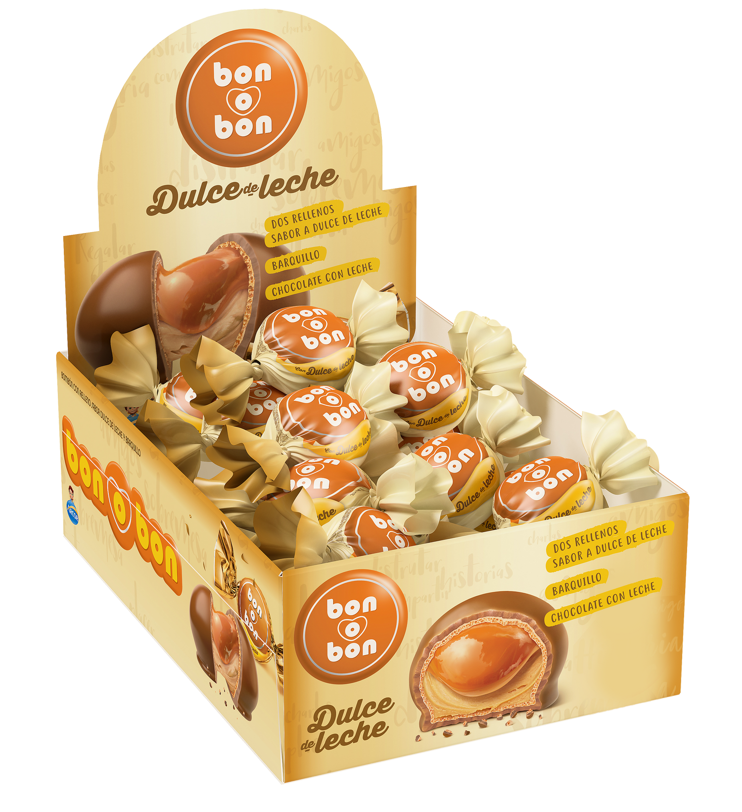 BONBON "BON O BON" DULCE DE LECHE CAJA X 18 UNIDADES